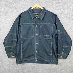 ANAO Jeans Men's Denim Jacket Size 2XL Iridescent Blue/Green/Purple Shimmery Y2K